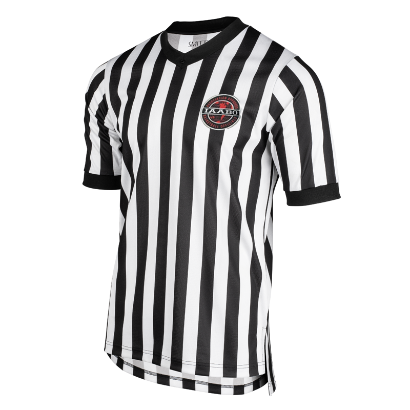 Referee Store | United Attire Black & White Basketball Referee Shirt with USA Flag Black & White Large