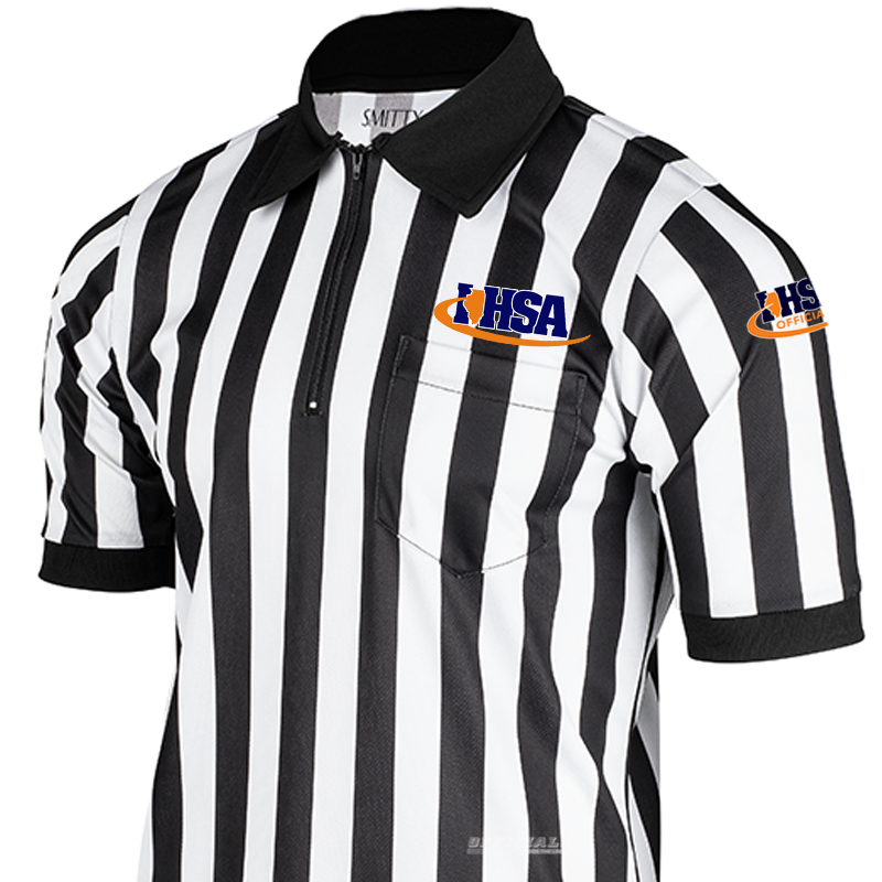 Smitty Official Referee Shirt Black / White Stripe Short Sleeve