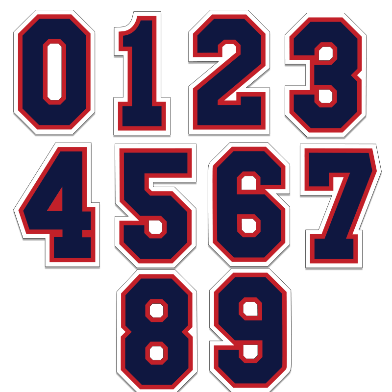 Umpire Shirt Numbers Navy White Red