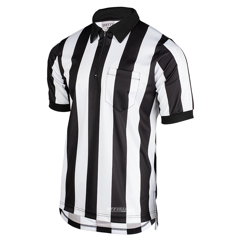 SCFOA Smitty Made in USA Mens 2 1/4 Black and White Striped Football  Referee Shirt-Short Sleeve